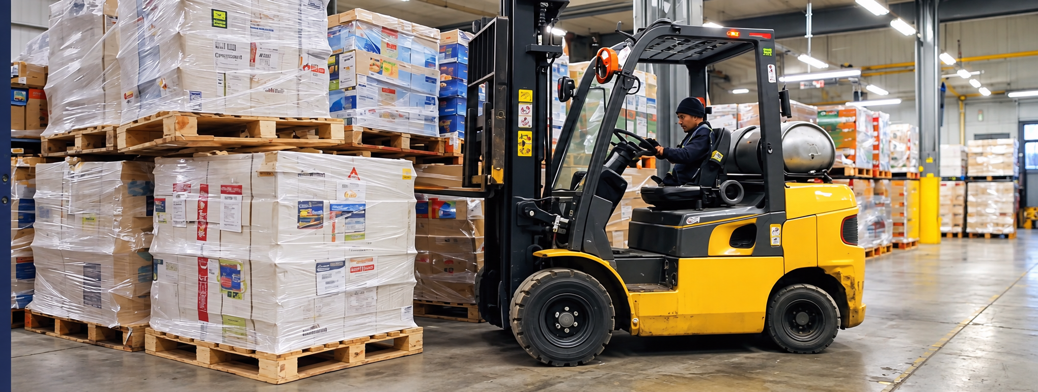 B2B warehouse pallet handling and distribution for factory consumables