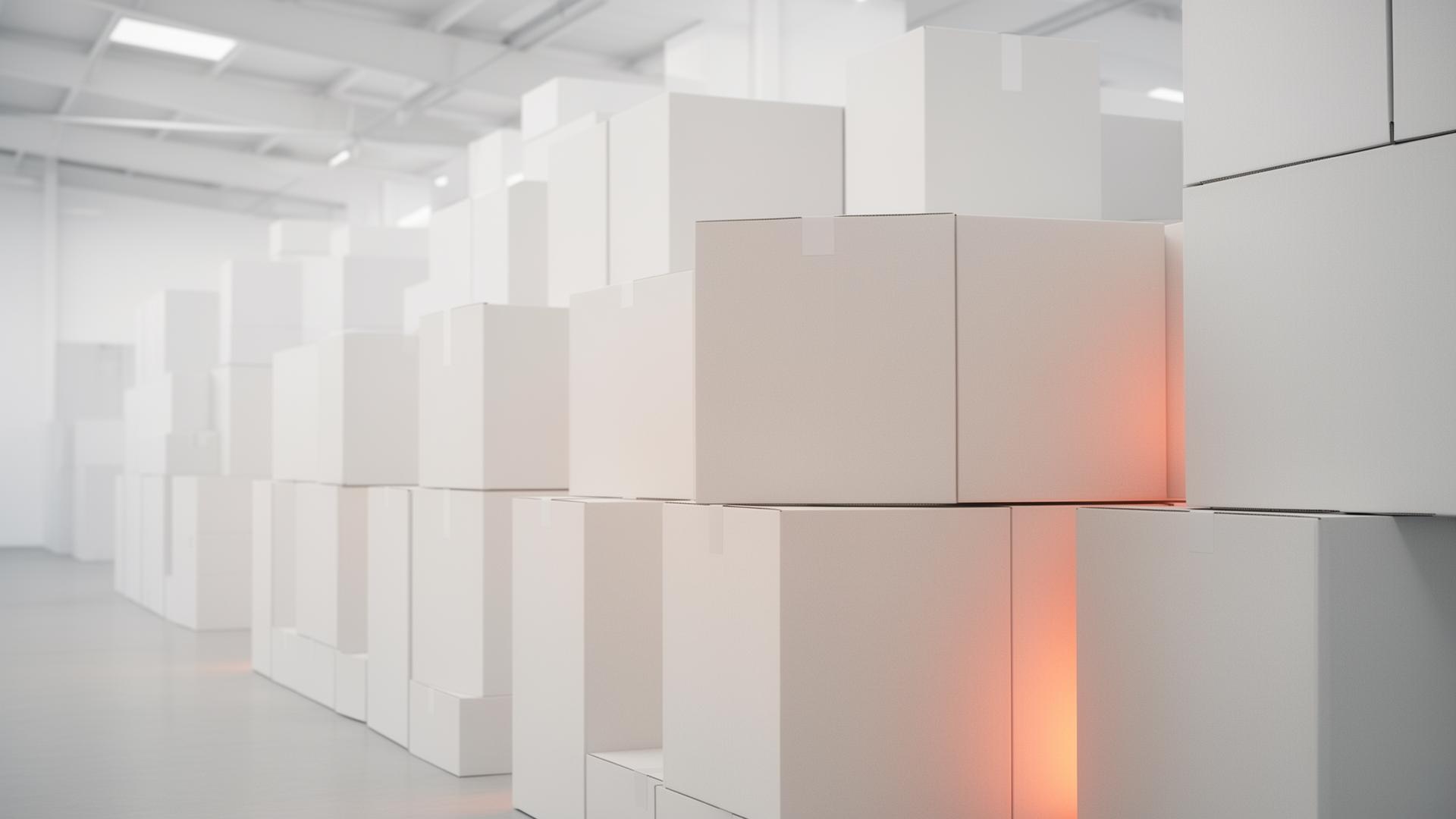 Organised warehouse packaging prepared for distribution